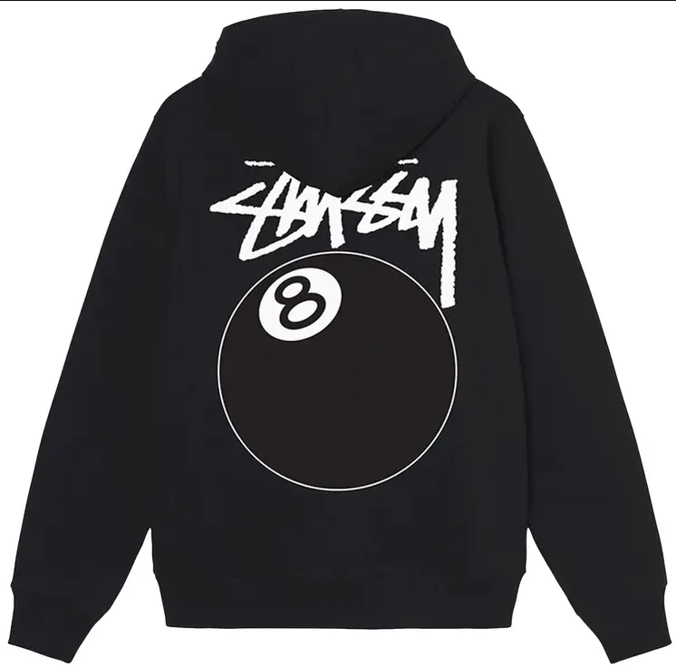 Stussy 8 Ball Zip Up Hooded Sweatshirt Black