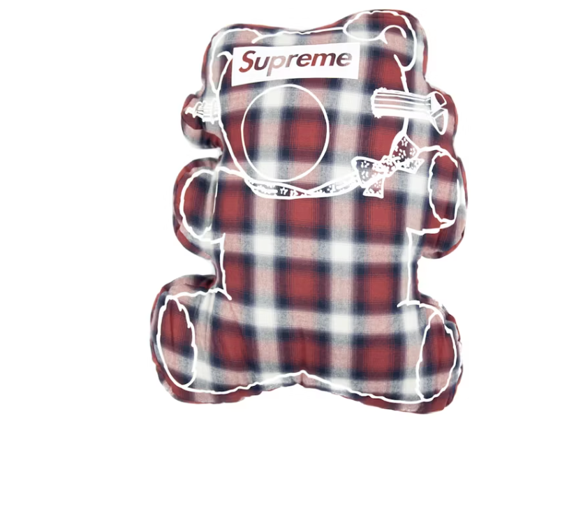 Supreme Undercover Bear Pillow Plaid