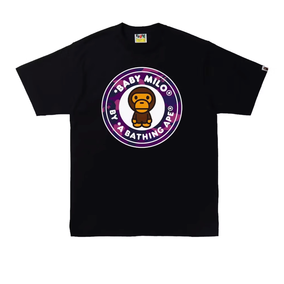 BAPE Grid Camo Milo Busy Works Tee (FW22) Black Purple