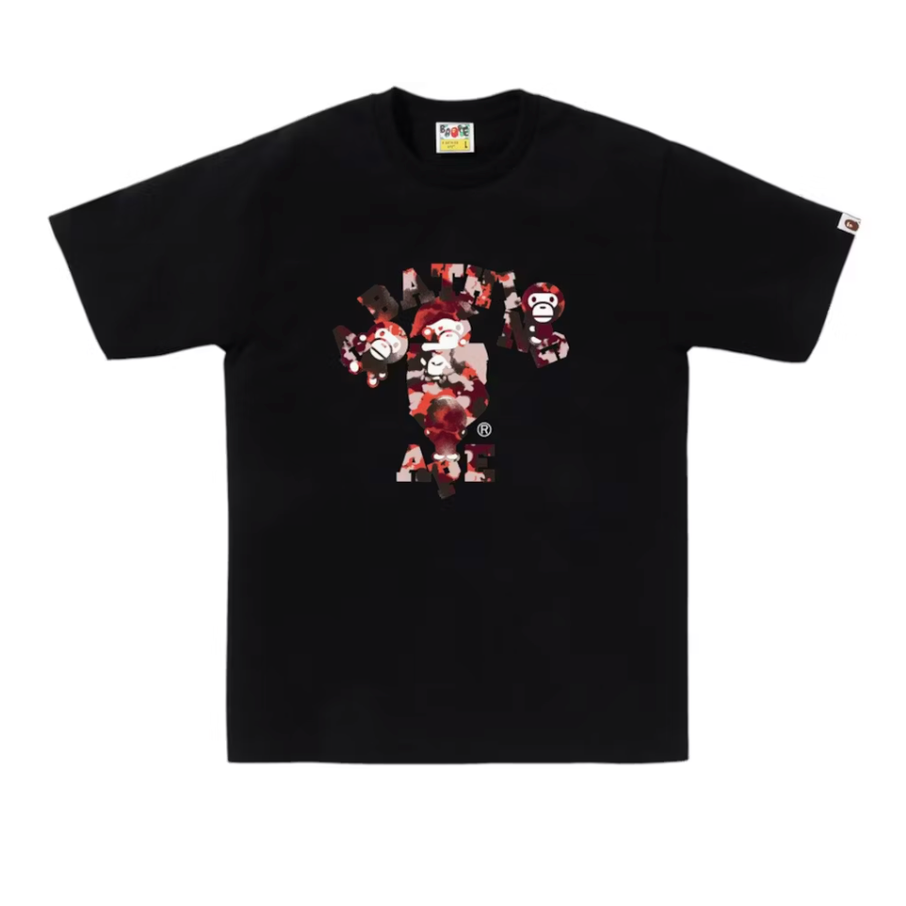 BAPE Map Camo College Milo Tee Black/Red