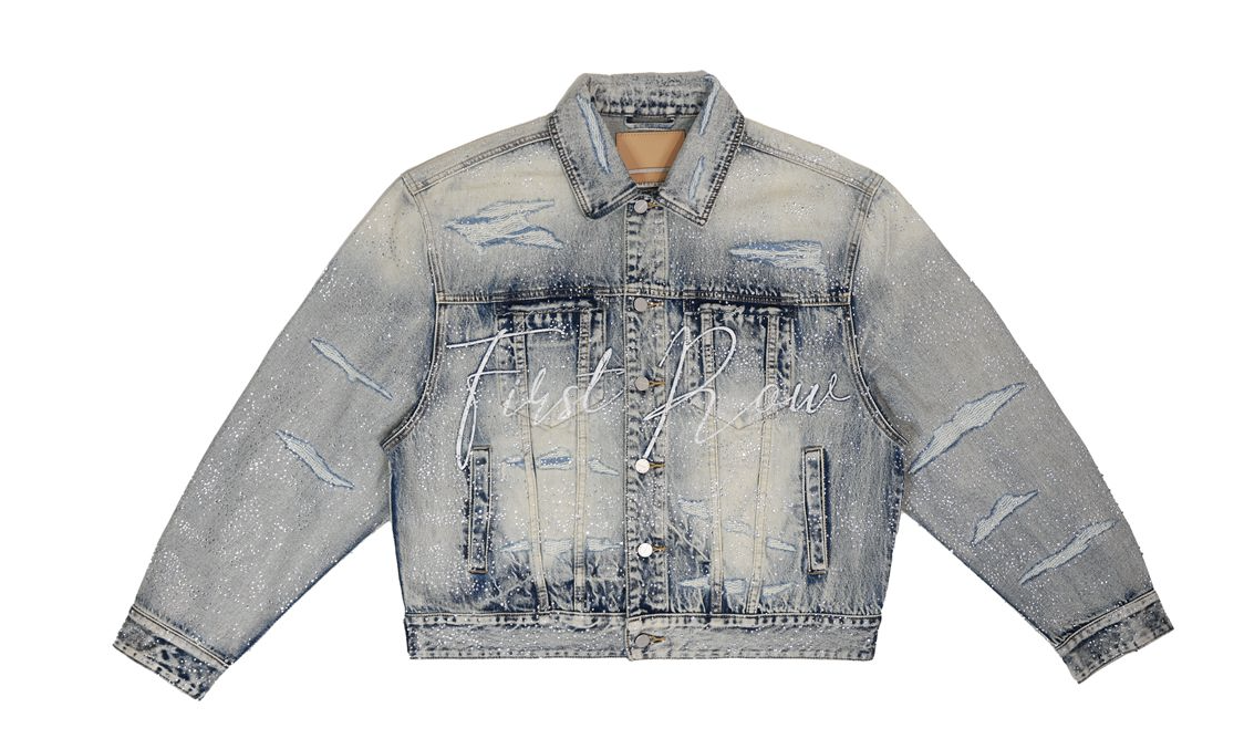 ALLOVER RHINE STONE DENIM TRUCKER JACKET