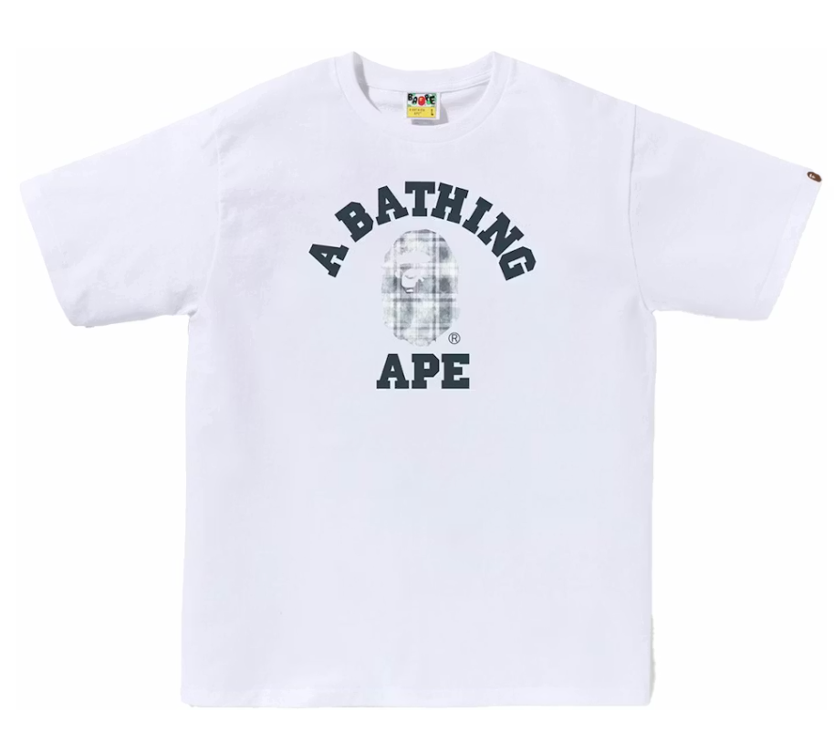BAPE Bleach Check College Tee White