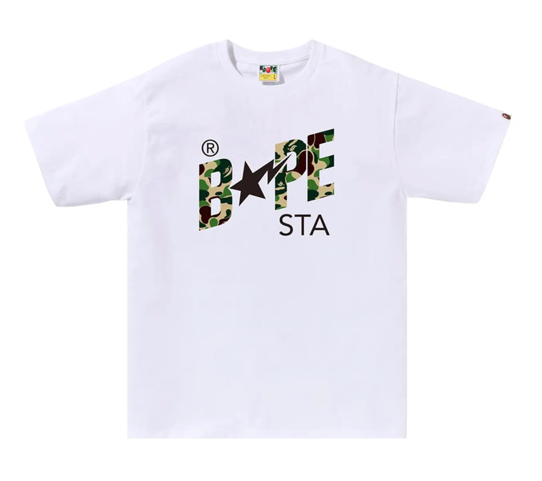 BAPE ABC Camo Sta Logo Tee 'White/Green'