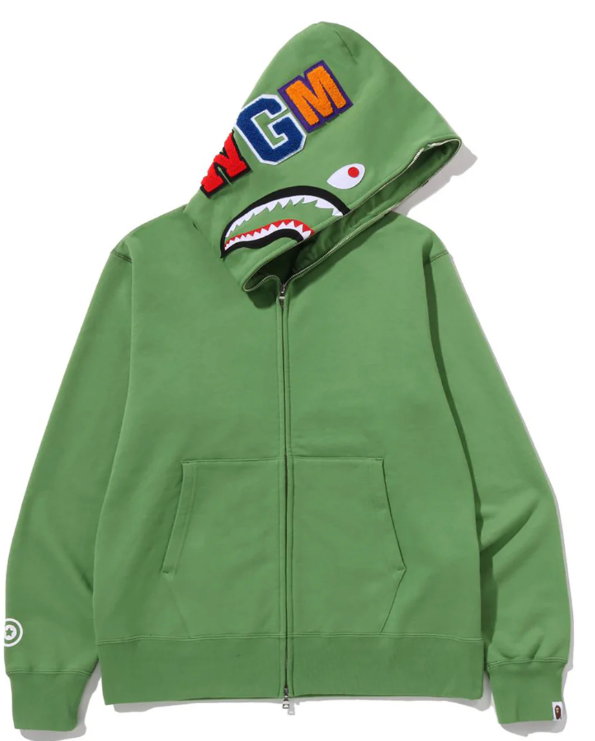 Bape Shark Full Zip Hoodie Green