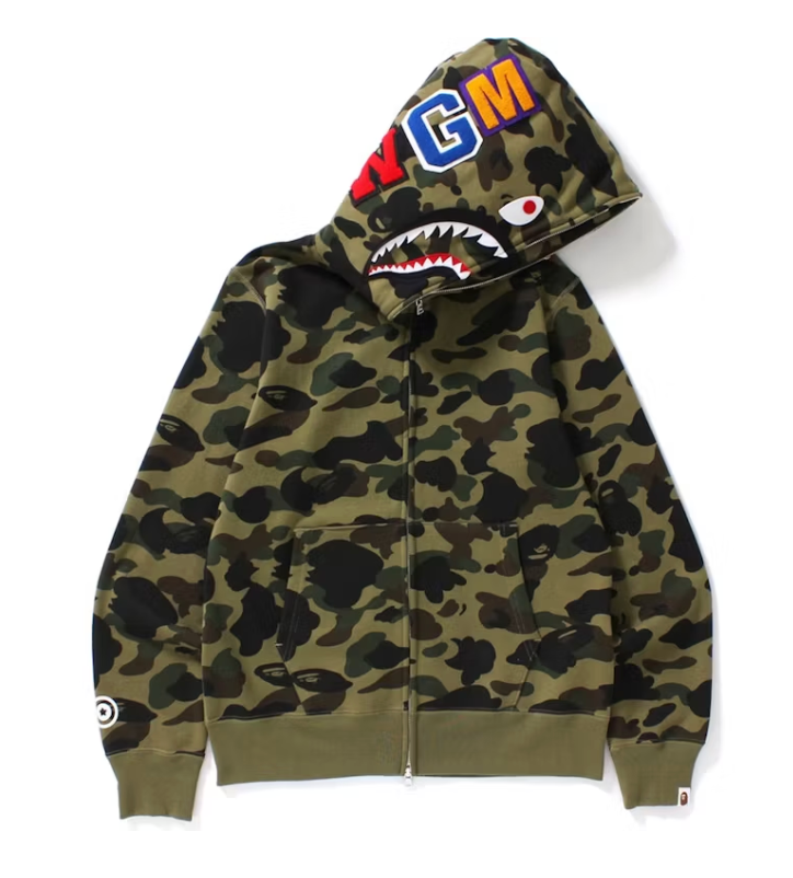 BAPE 1st Camo Shark Full Zip Hoodie Green