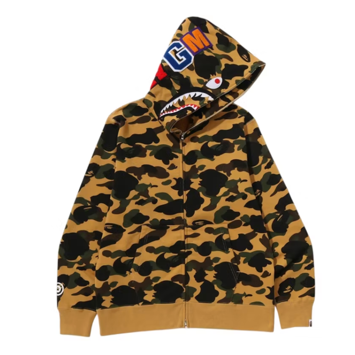 BAPE 1st Camo Shark Full Zip Hoodie Yellow