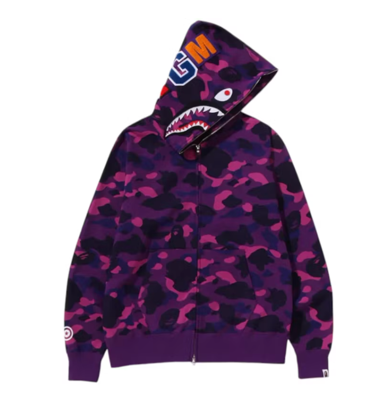 BAPE Color Camo Shark Full Zip Hoodie Purple