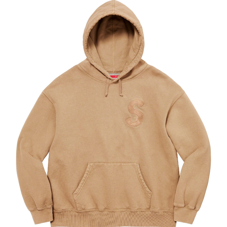 Supreme Overdyed S Logo Hooded Sweatshirt Tan