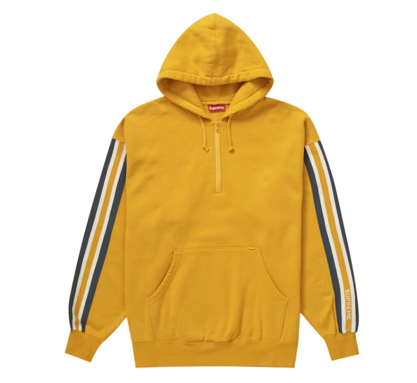 Supreme Half Zip Hooded Sweatshirt Bright Gold