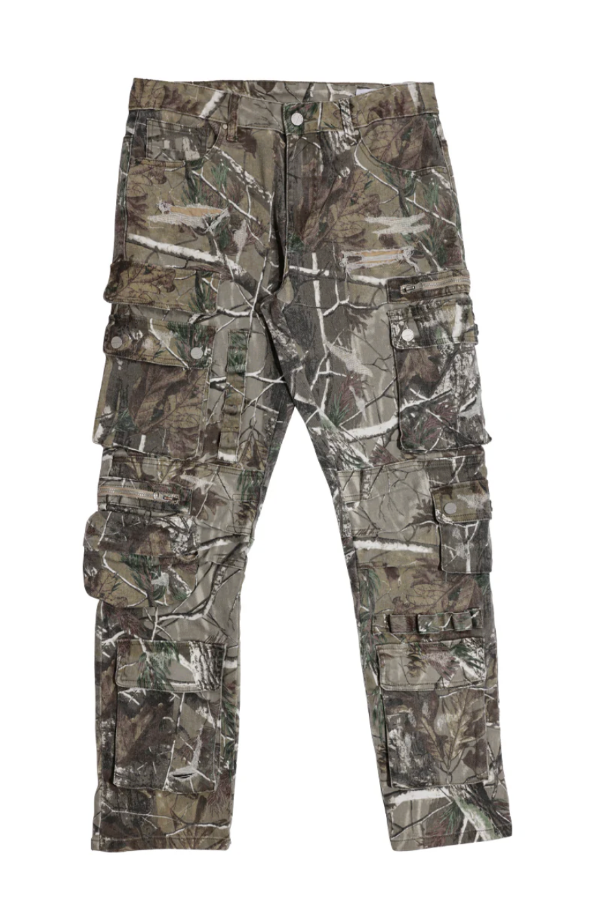 UTILITY CARGO SHARP DENIM PANTS- HUNTING CAMO