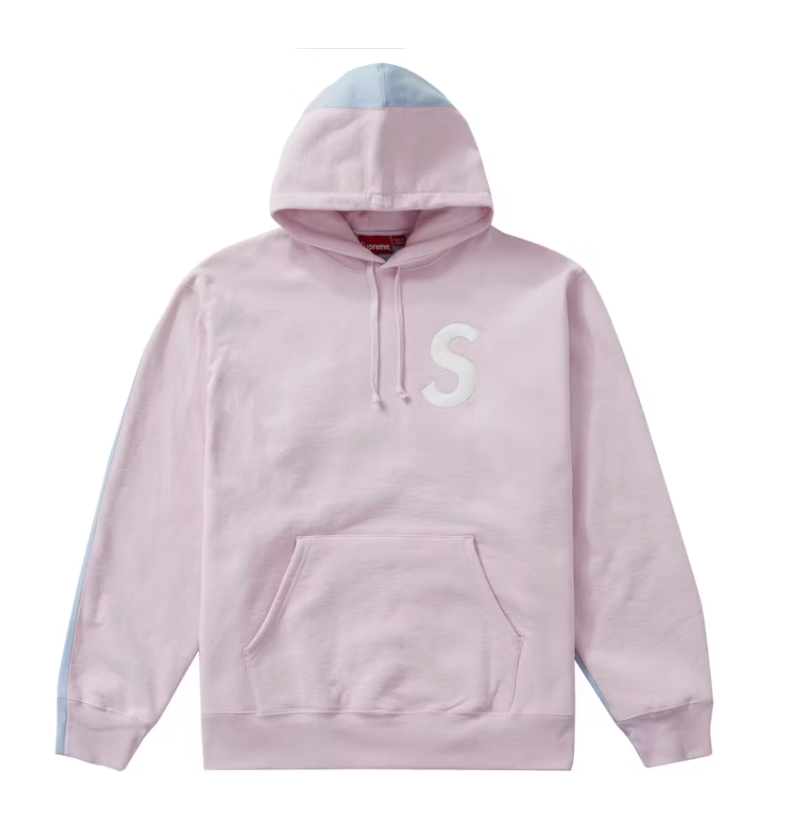 Supreme S Logo Split Hooded Sweatshirt Light Pink
