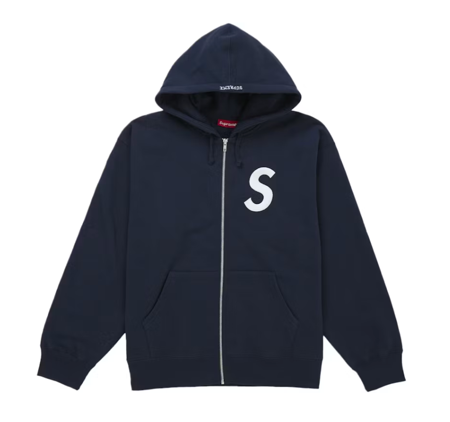 Supreme S Logo Zip Up Hooded Sweatshirt (FW25) Navy