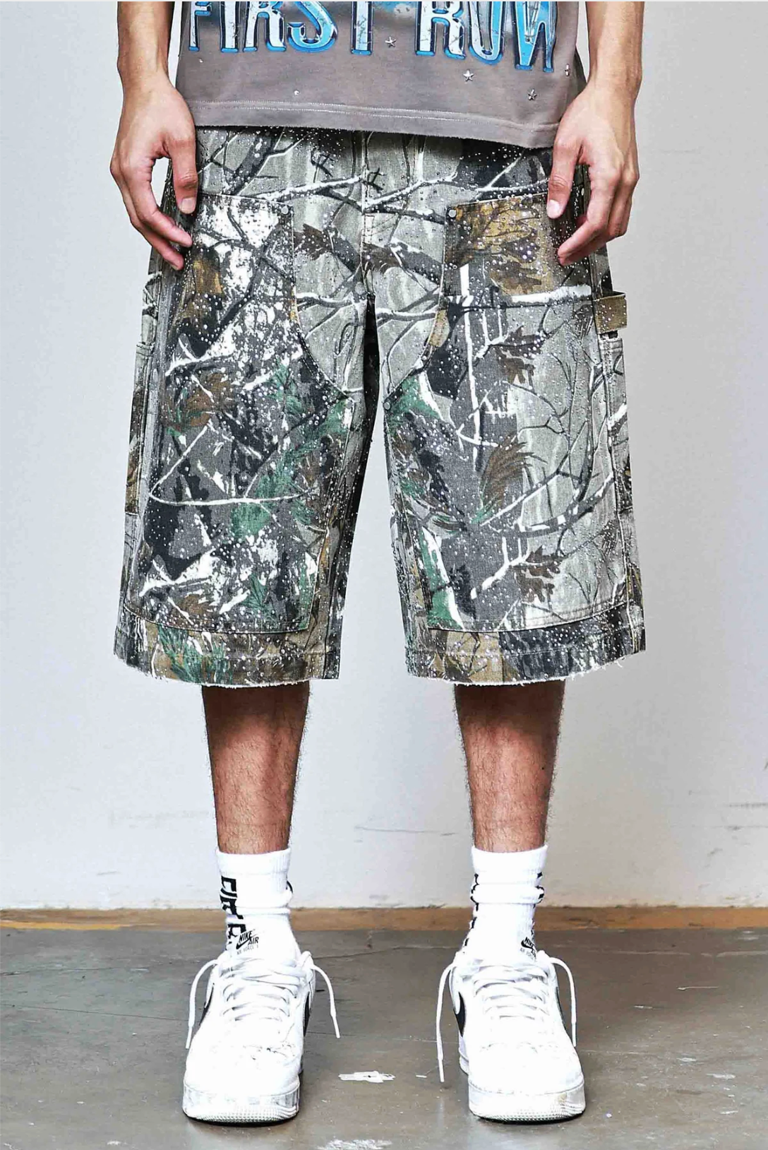 RHINESTONE JORTS HUNTING CAMO