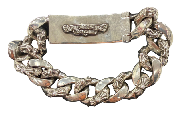Chrome Hearts Floral Cross ID Bracelet "Fancy" PRE OWNED