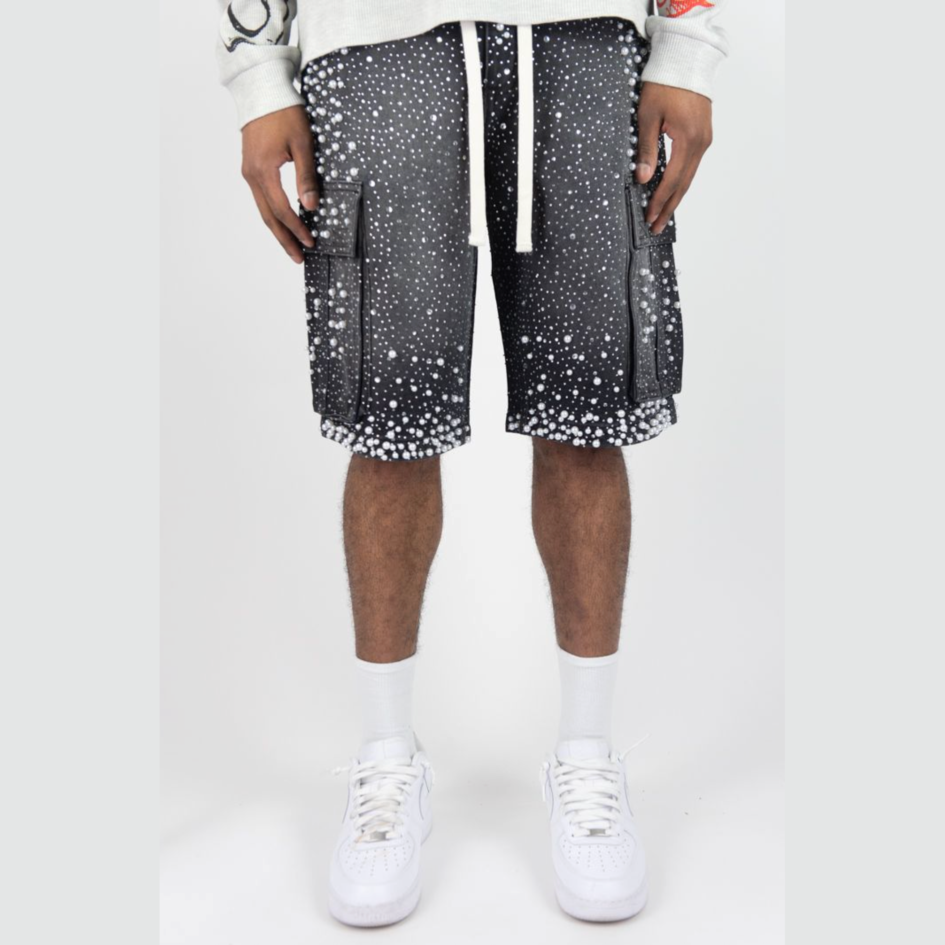 R3BEL FROSTY DENIM JORTS BLACK SAND