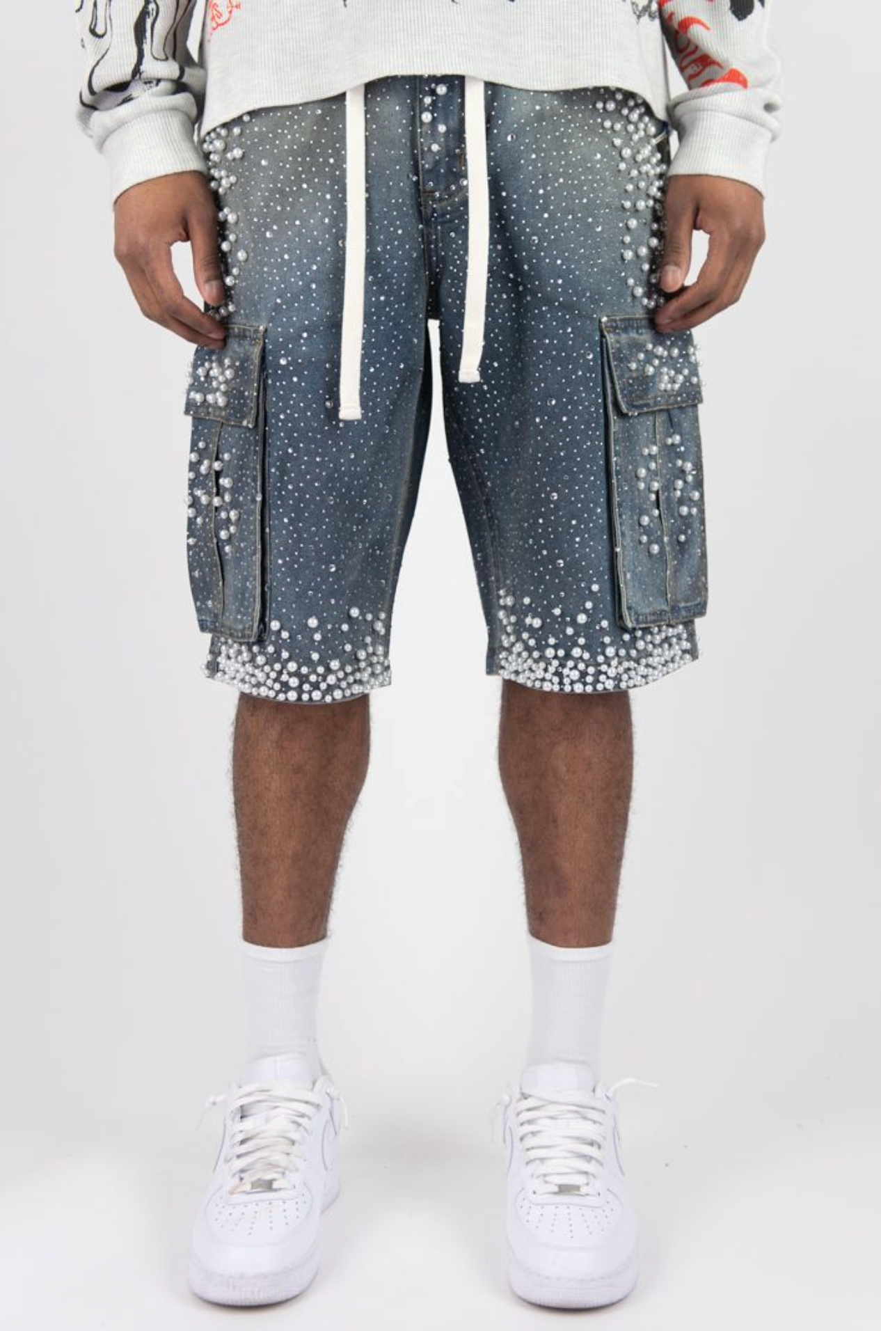 R3BEL FROSTY DENIM JORTS INDIGO