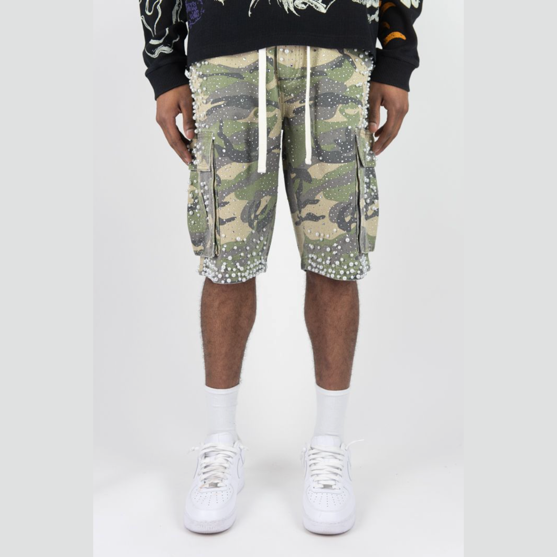 R3BEL FROSTY DENIM JORTS CAMO