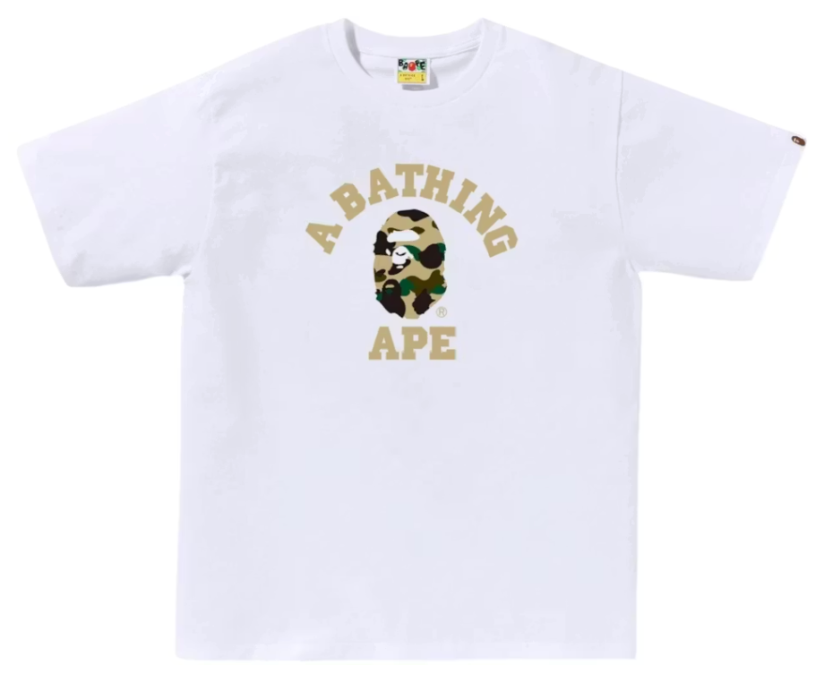 BAPE 1st Camo College Tee (SS26) White/Yellow