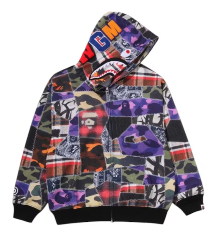 BAPE Crazy Patch Shark Full Zip Jacket Caise
