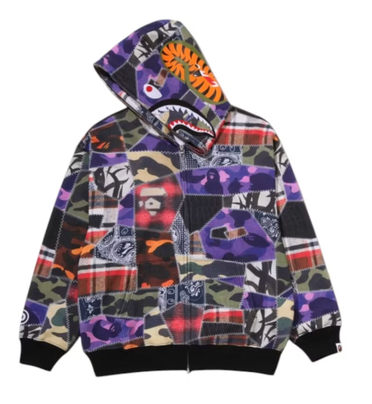 BAPE Crazy Patch Shark Full Zip Jacket Caise