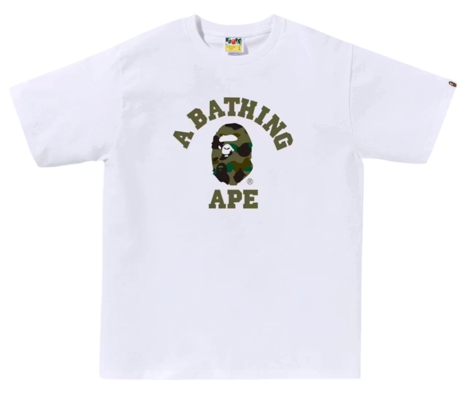 BAPE 1st Camo College Tee (SS26) White/Green