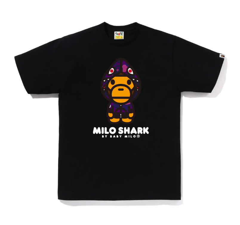 BAPE Baby Milo Shark College Tee Black/Purple
