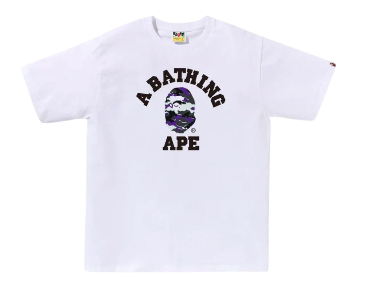 BAPE By Bathing Ape White Glitch Woodland Camo College Tee