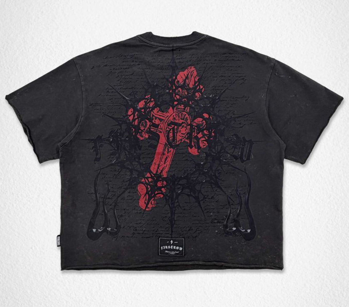 FIRST ROW RIDE HARD IRON MONUMENT CROP TEE