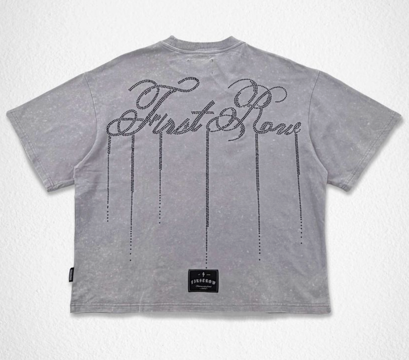 FIRST ROW SHADOW WORSHIP SILVER REQUIEM CROP TEE