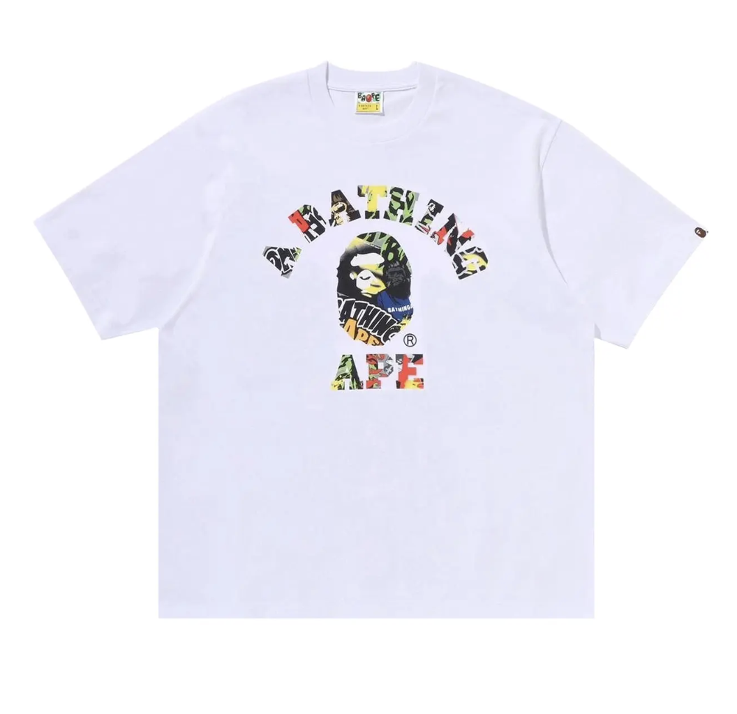 BAPE Multi Logo College Tee 'White'