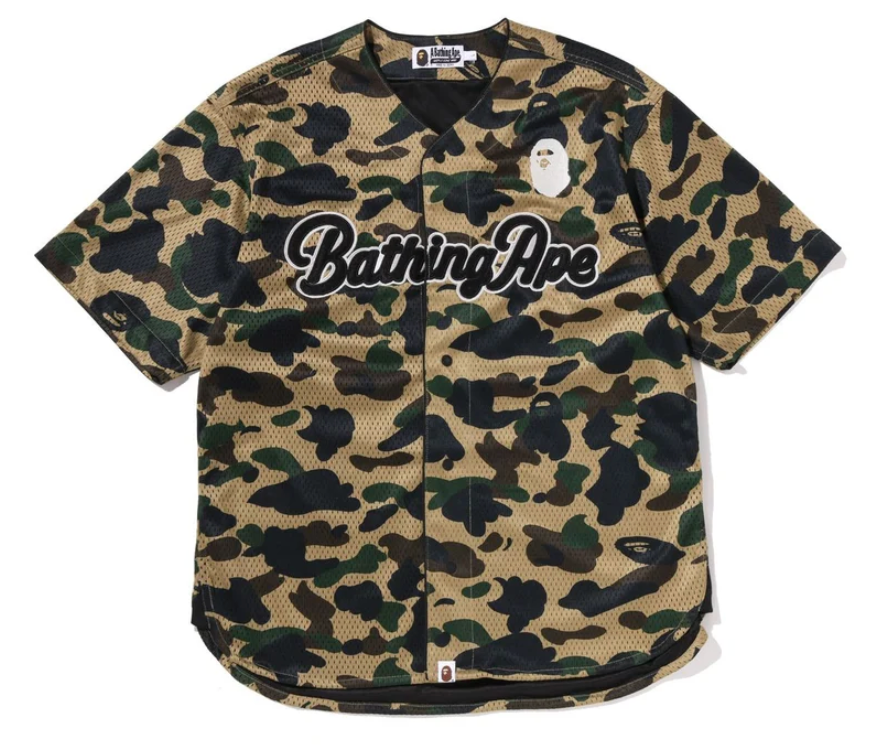 A BATHING APE® 1st Camo Baseball Shirt Yellow