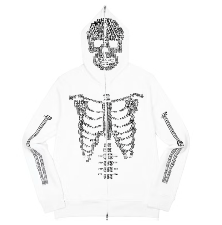 FTP Skeleton Full Zip Hoodie White