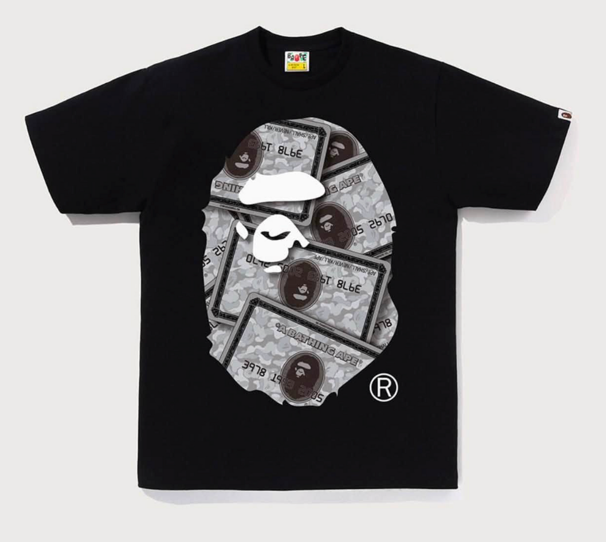BAPE CARD BIG APE HEAD TEE BLACK