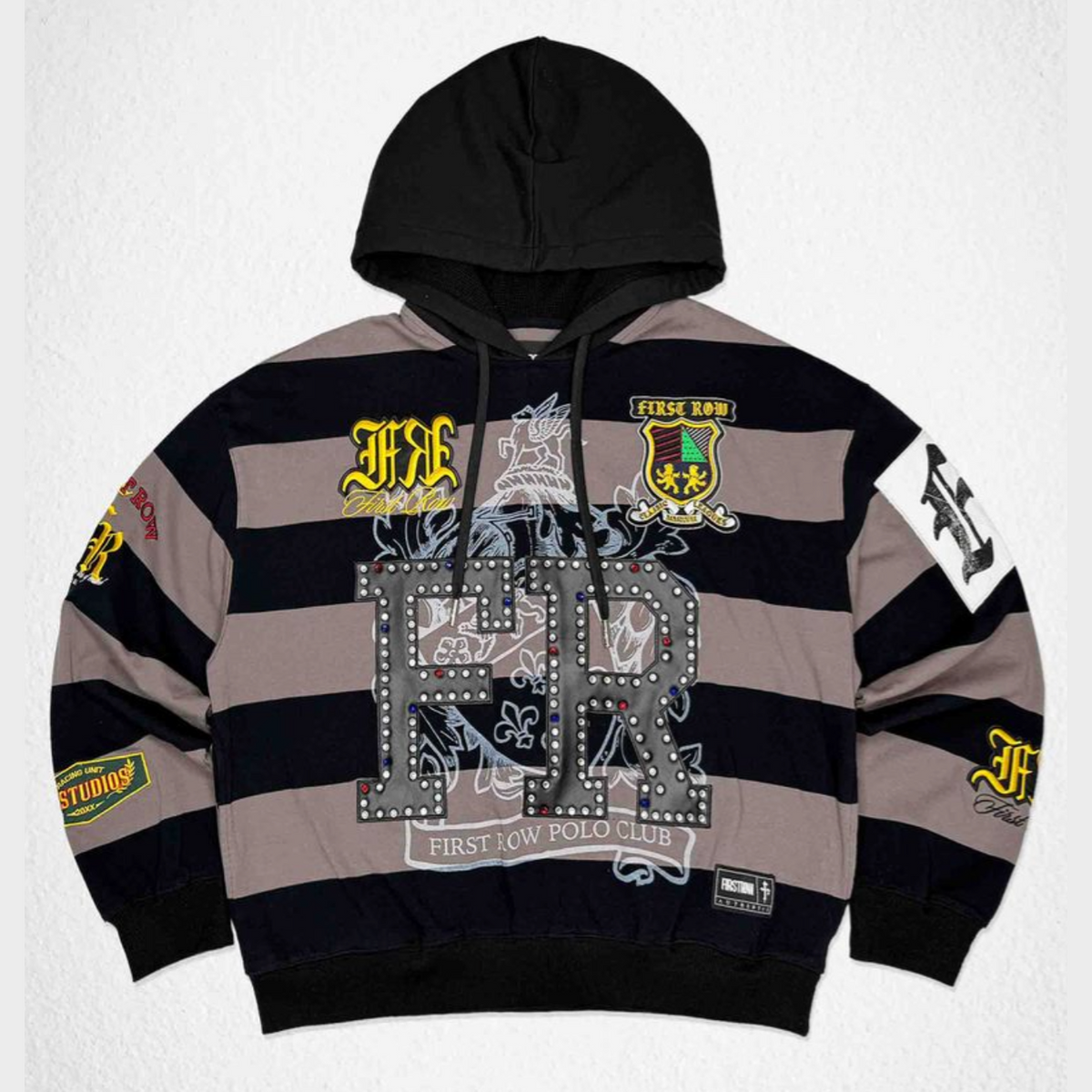 FIRST ROW CLUB STUDDED CREST HOODIE