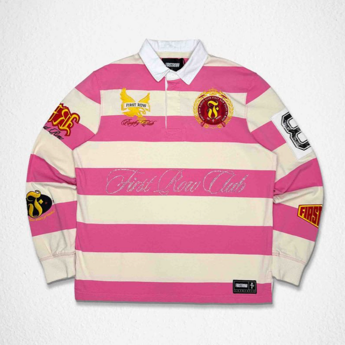 FIRST ROW CLUB PINK SCRIPT POLO