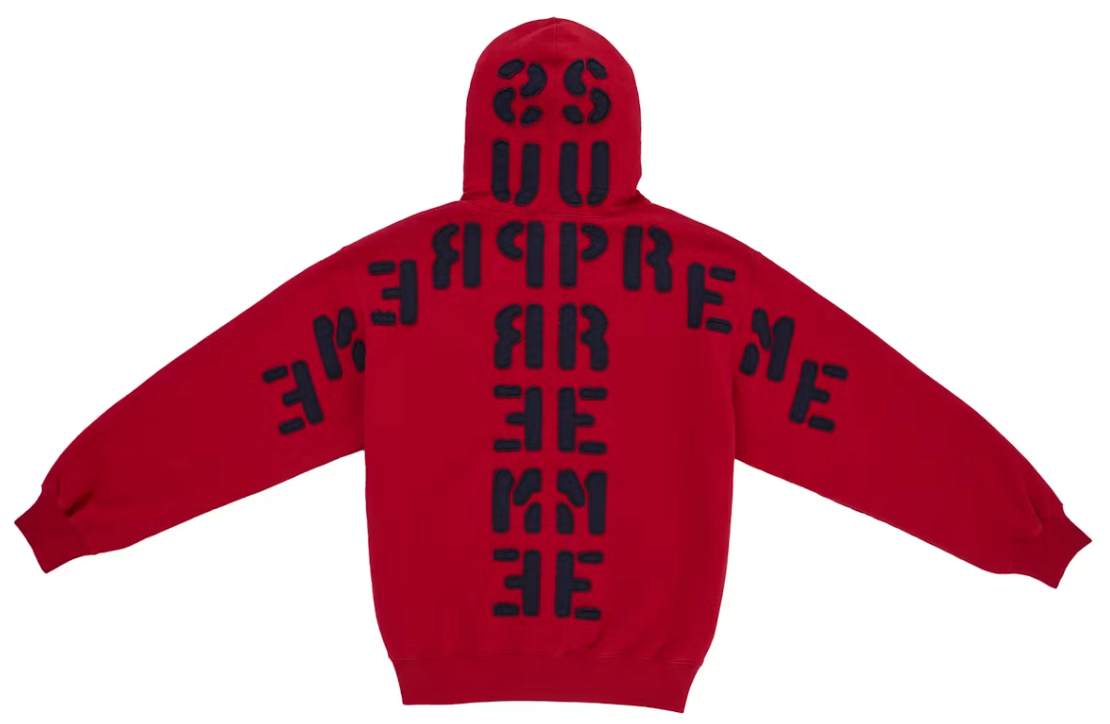 Supreme Mirrored Applique Hooded Sweatshirt Red