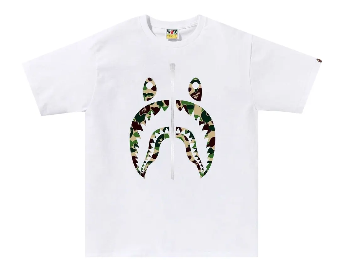A Bathing Ape ABC Camo Shark Tee - White/Green