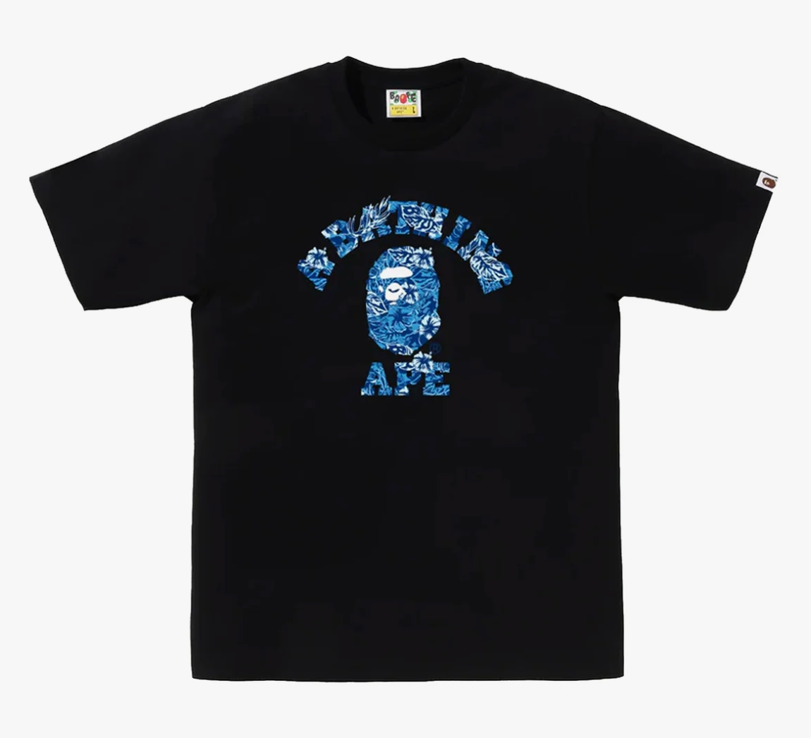 Bape Palm Resort Camo College Tee Black Blue