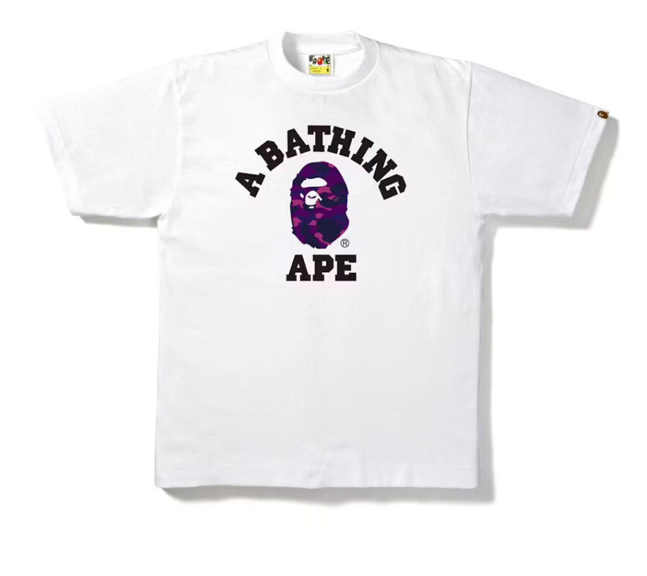 BAPE Color Camo College Tee White/Purple