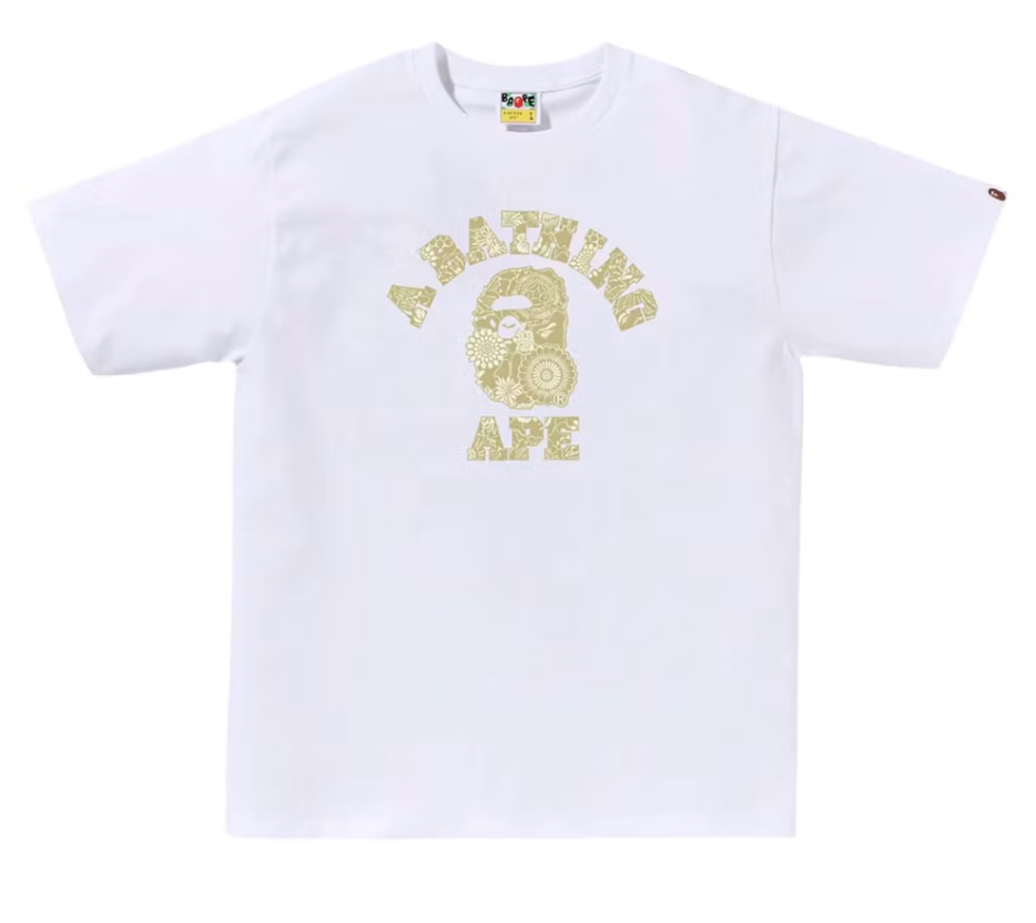 BAPE Japanese Indigo Art Camo College Tee White/Beige