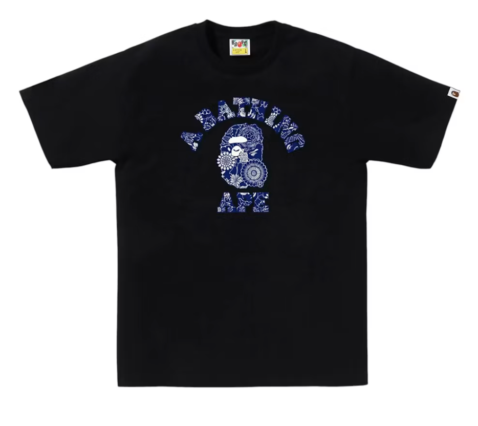 BAPE Japanese Indigo Art Camo College Tee Black/Navy