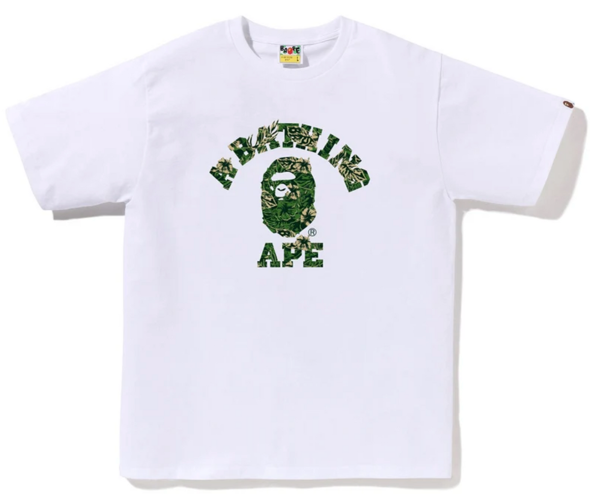 PALM RESORT CAMO COLLEGE TEE WHITE/GREEN