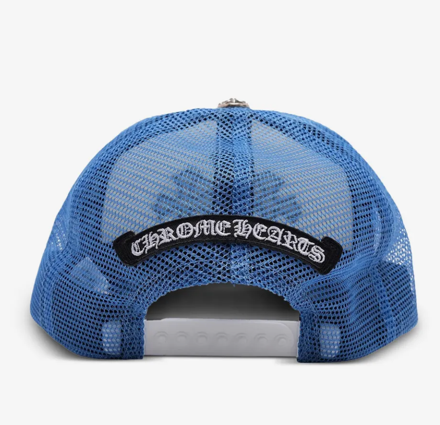 Chrome Hearts Cemetery cross-patch trucker hat