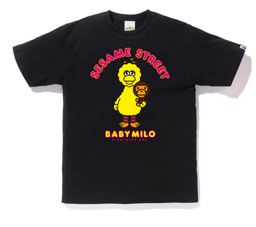 BAPE x Sesame Street Milo & Big Bird Tee Black