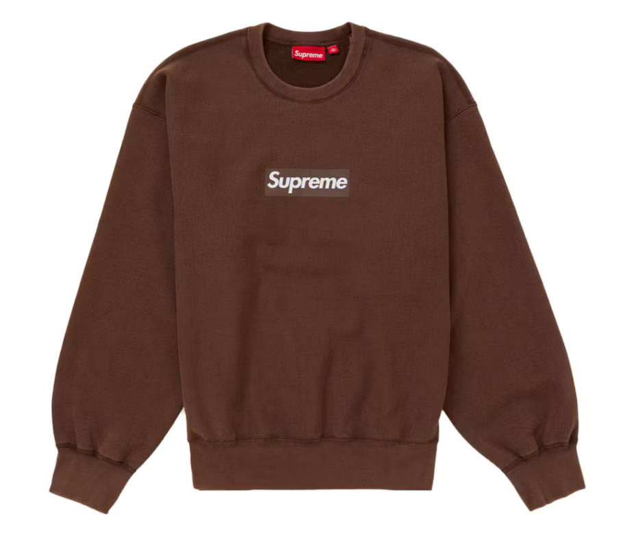 Supreme Washed Box Logo Crewneck Brown