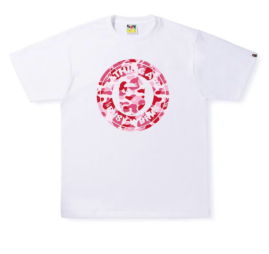 BAPE ABC Camo Single Color Busy Works Tee White Pink