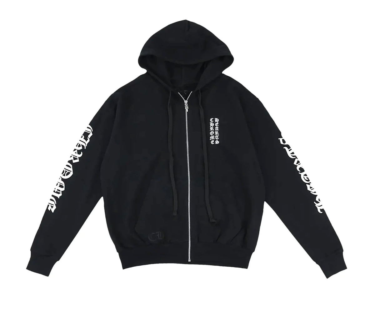 Chrome Hearts Vertical Logo Zip-Up Thermal Lined Hoodie