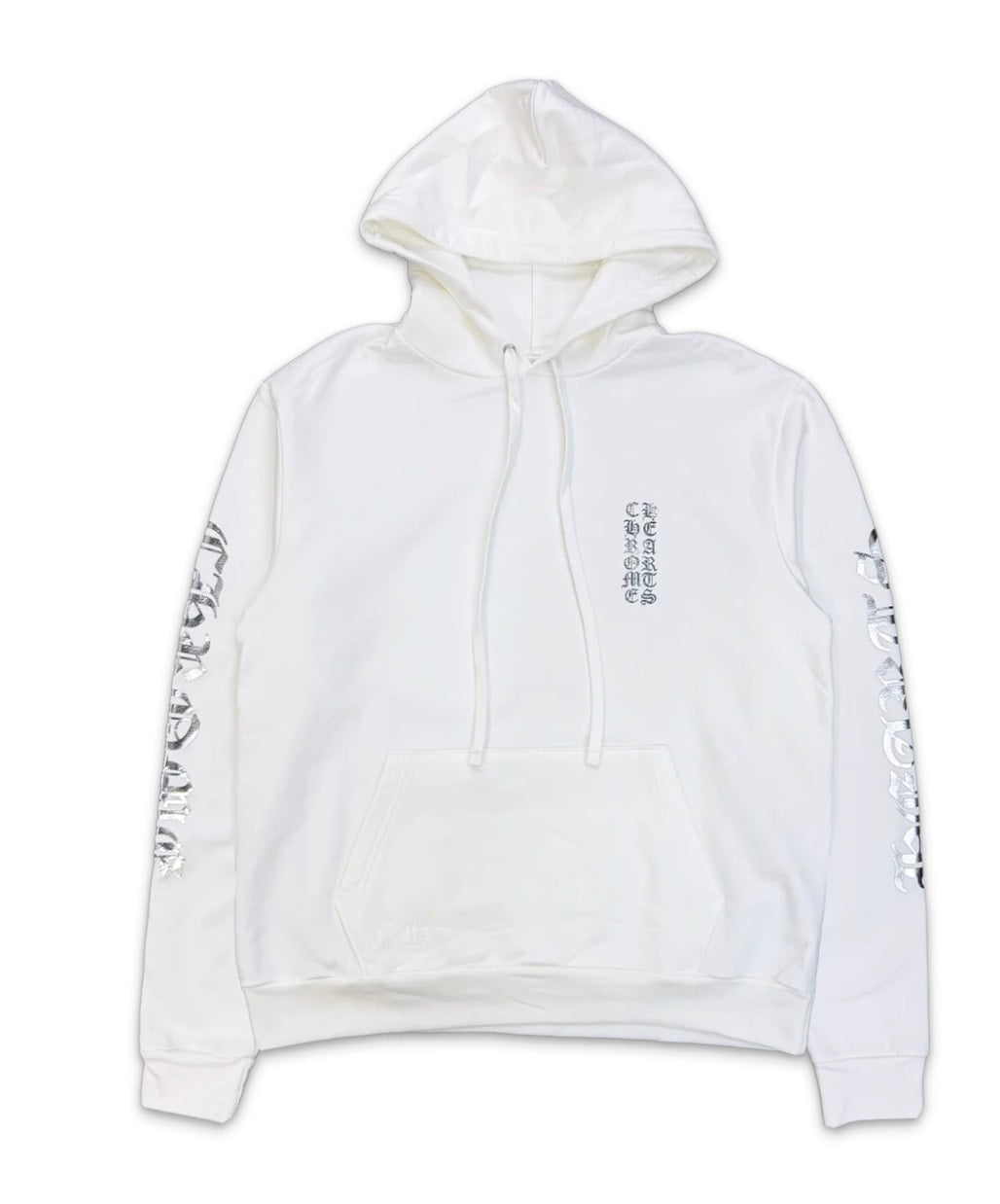 Chrome Hearts White Vertical Logo Silver Hoodie