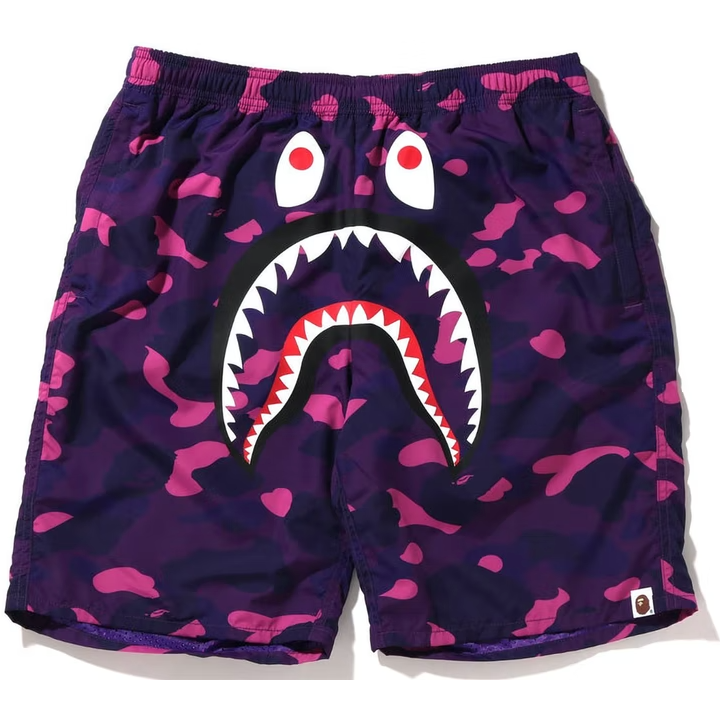 BAPE Color Camo Shark Beach Shorts (SS22) Purple