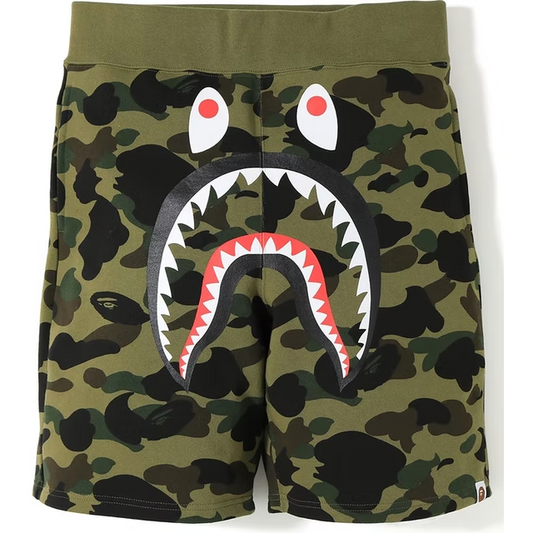 BAPE 1st Camo Shark Sweat Shorts Green